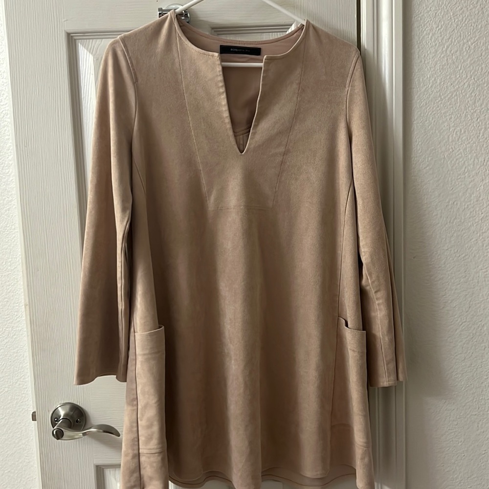 BCBG light pink faux suede dress